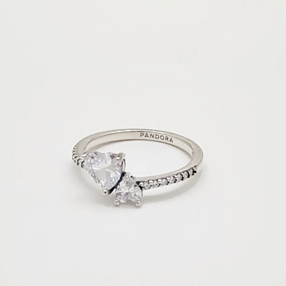 Pandora Double Heart Sparkling Ring